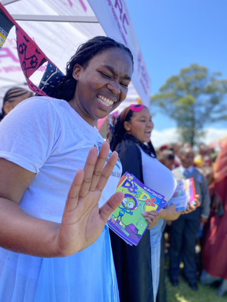 A learner with her new story book