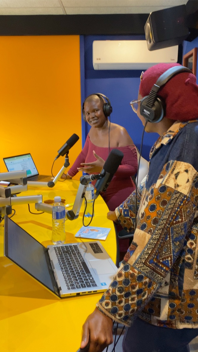 Zandile Mnisi being interviewed in the RMR studio